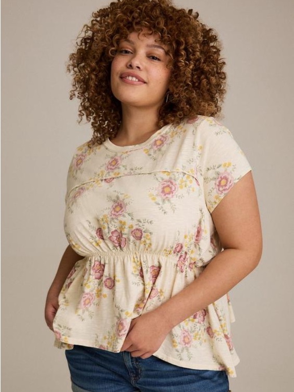 FESTI Torrid Floral Babydoll Smocked Cotton Top  Cottagecore Boho Size 2, Wms 2X